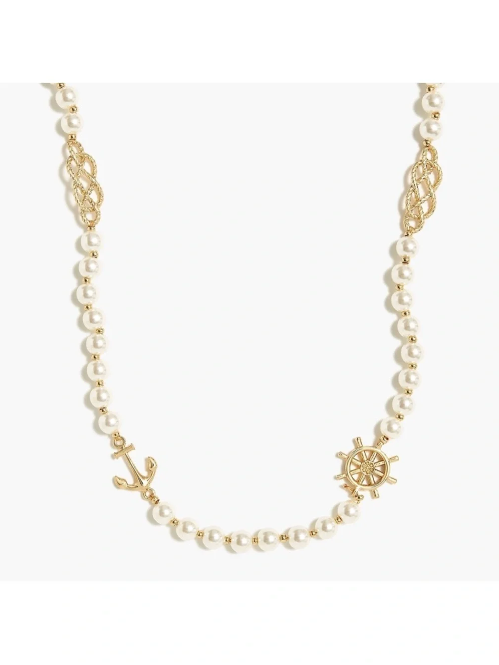 J. Crew Pearl Necklace with Gold Nautical Charms